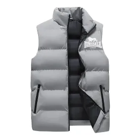 24Mens Vest Jacket Warm Sleeveless Jackets Winter Waterproof Zipper Coat Autumn Stand-up Collar Casual Waistcoat Brand Clothing