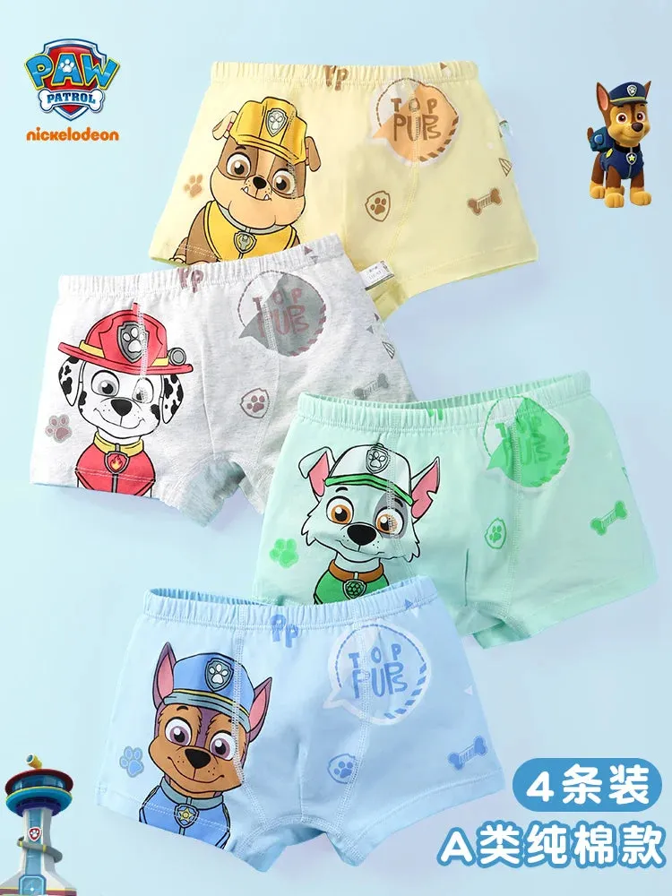 4PCS/SET Genuine Paw Patrol Boys Undepants Cotton Breathable Underwear 3-7-9-10-year-old kids Four Corner briefs Children Gift