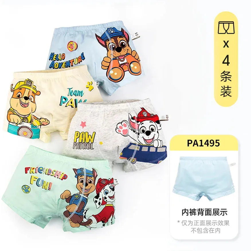 4PCS/SET Genuine Paw Patrol Boys Undepants Cotton Breathable Underwear 3-7-9-10-year-old kids Four Corner briefs Children Gift