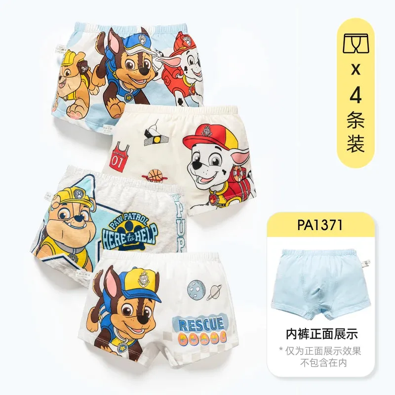 4PCS/SET Genuine Paw Patrol Boys Undepants Cotton Breathable Underwear 3-7-9-10-year-old kids Four Corner briefs Children Gift