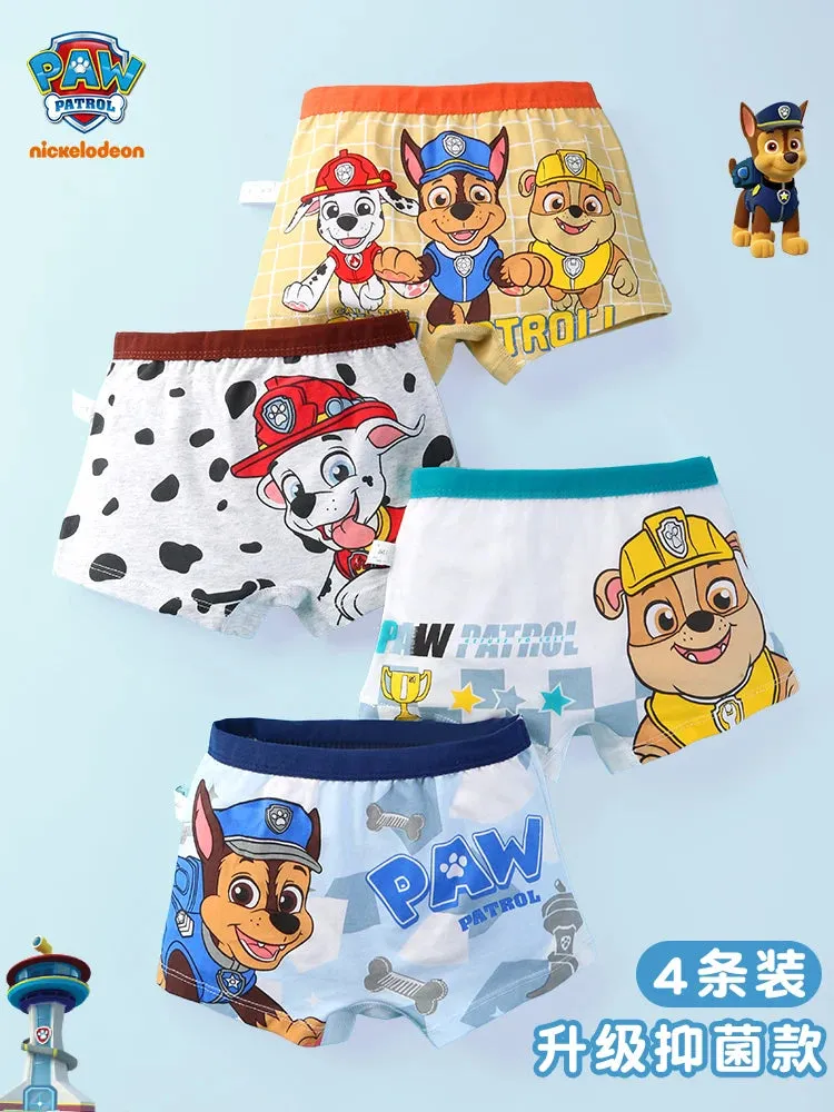 4PCS/SET Genuine Paw Patrol Boys Undepants Cotton Breathable Underwear 3-7-9-10-year-old kids Four Corner briefs Children Gift