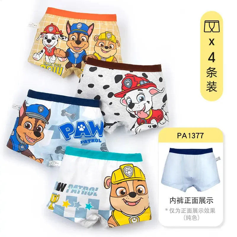 4PCS/SET Genuine Paw Patrol Boys Undepants Cotton Breathable Underwear 3-7-9-10-year-old kids Four Corner briefs Children Gift