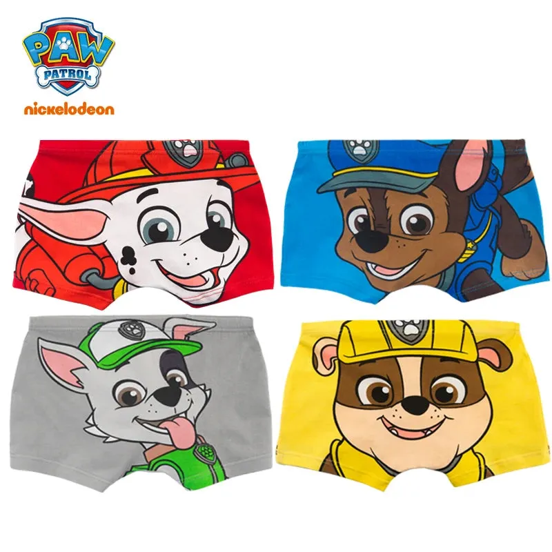 4PCS/SET Genuine Paw Patrol Boys Undepants Cotton Breathable Underwear 3-7-9-10-year-old kids Four Corner briefs Children Gift