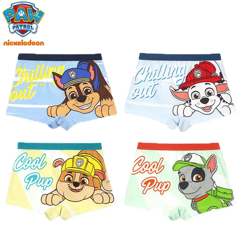 4PCS/SET Genuine Paw Patrol Boys Undepants Cotton Breathable Underwear 3-7-9-10-year-old kids Four Corner briefs Children Gift