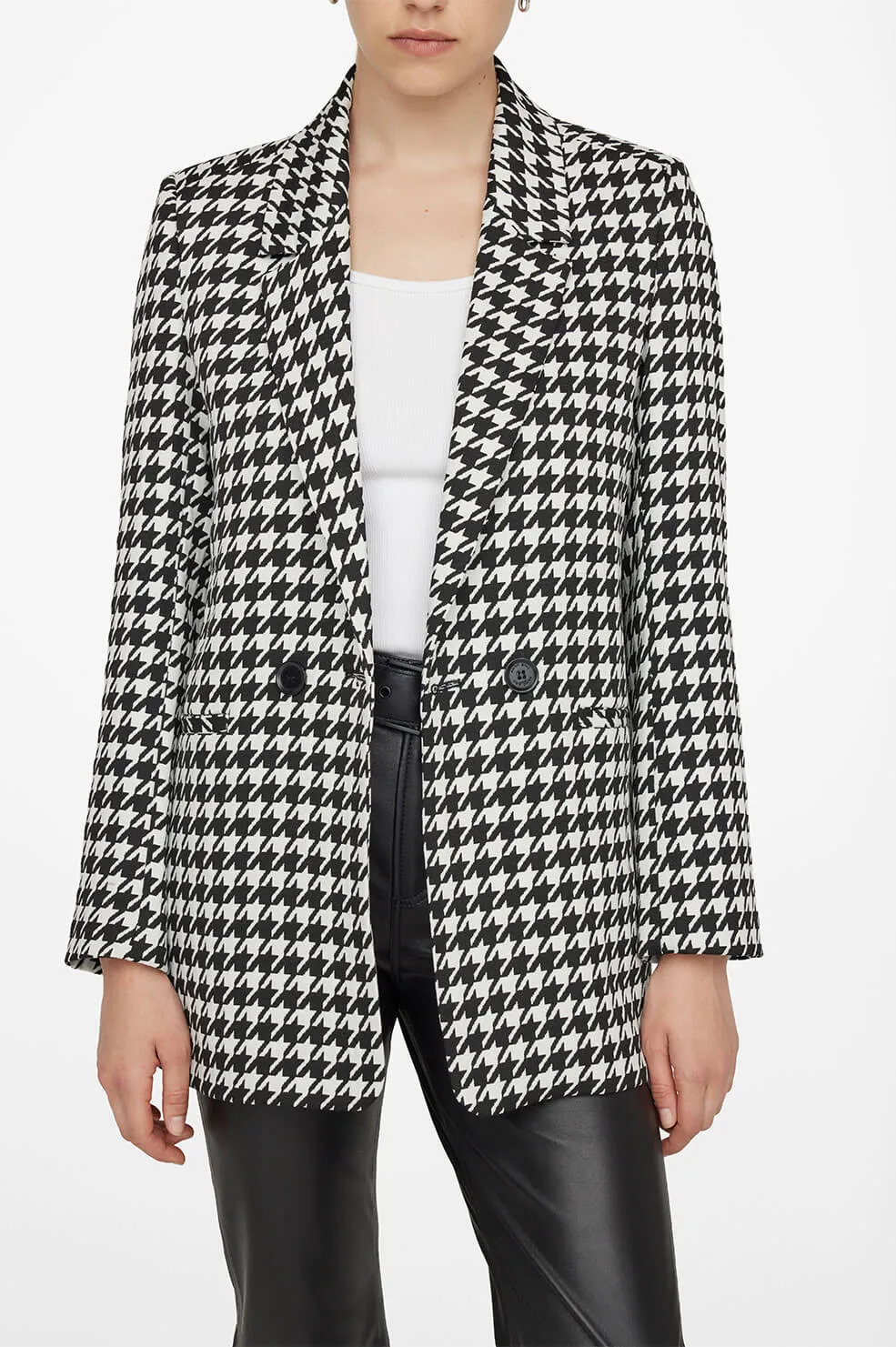 Anine Bing - Madeleine Blazer in Black and White Houndstooth