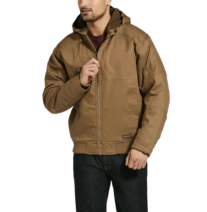 Ariat Men's Rebar DuraCanvas Field Khaki Brown Hooded Jacket