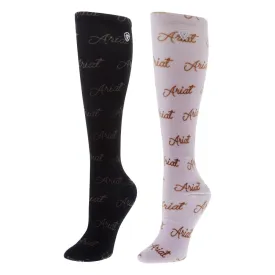 Ariat Women's Navy & Pink Knee High Socks