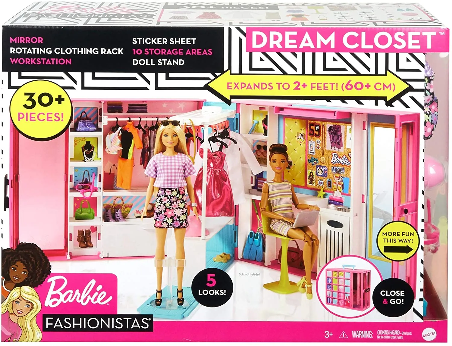 Barbie Dream Closet with 30  Pieces Toy Closet Includes 5 Outfits