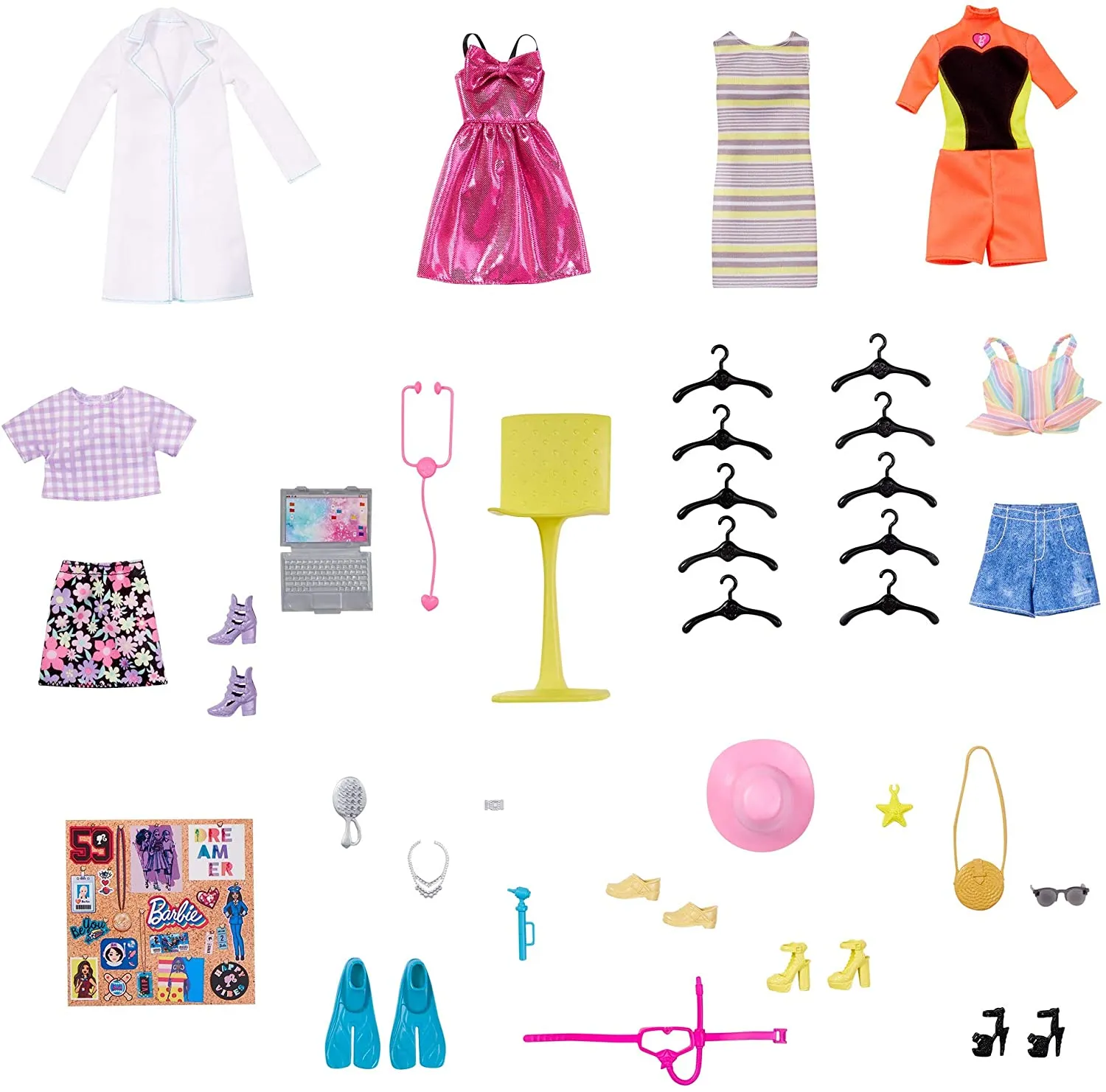 Barbie Dream Closet with 30  Pieces Toy Closet Includes 5 Outfits