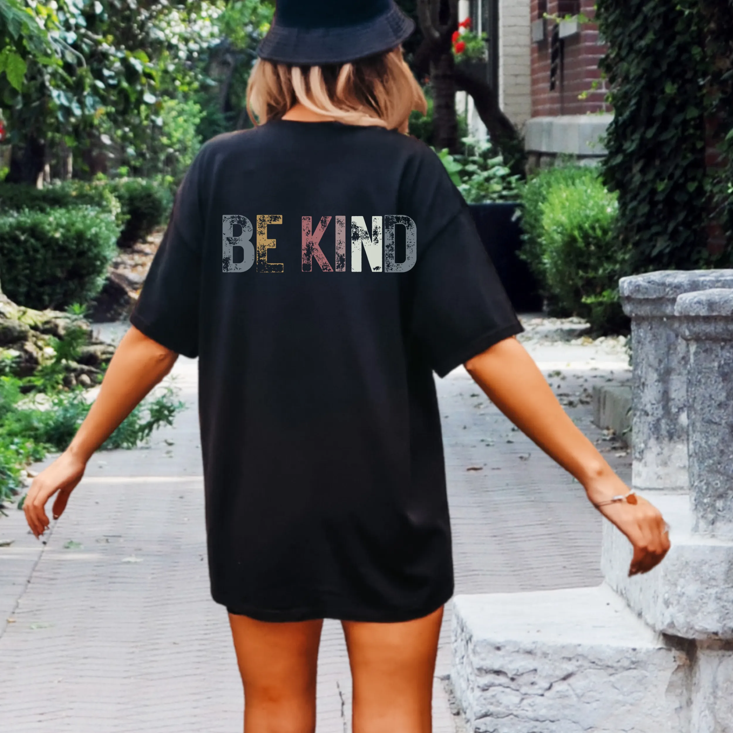 Be Kind Unisex Comfort Colors® T-shirt, Women's Distressed, Retro, Positive Energy Kindness T-Shirt, Ivory, White, Black or Pepper