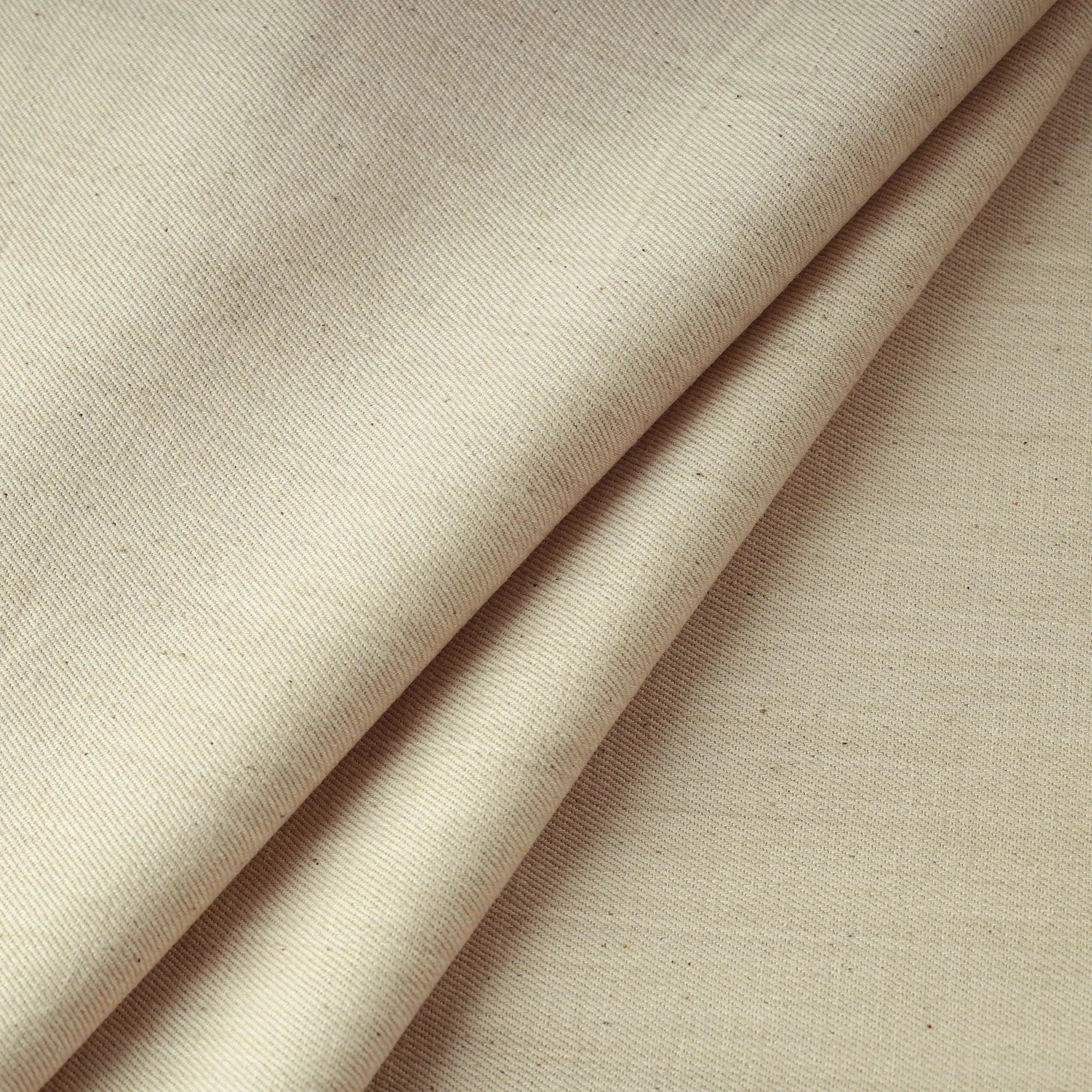 Beige - 2/40 Twill Cotton Handspun Handloom Natural Dyed Plain Fabric 15