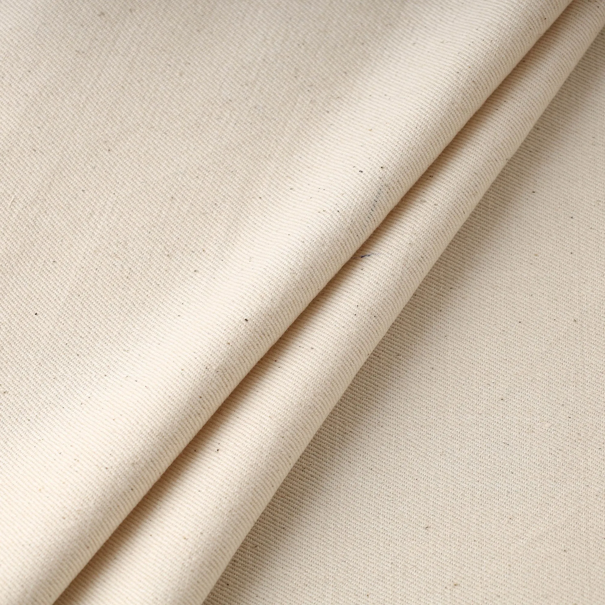 Handspun Handloom Twill Cotton Fabric in Beige, 2/40 Natural Dyed Plain Fabric