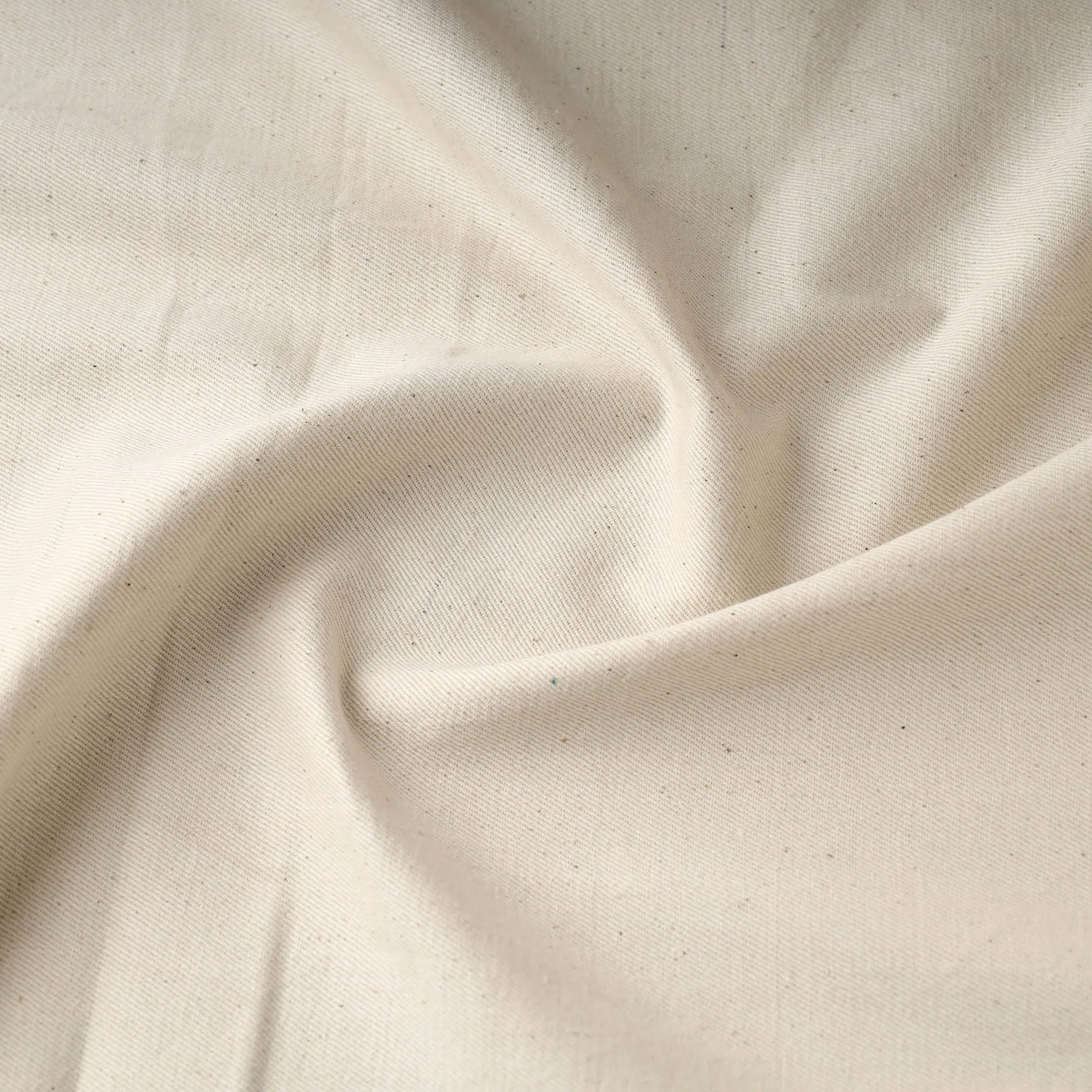 Handspun Handloom Twill Cotton Fabric in Beige, 2/40 Natural Dyed Plain Fabric