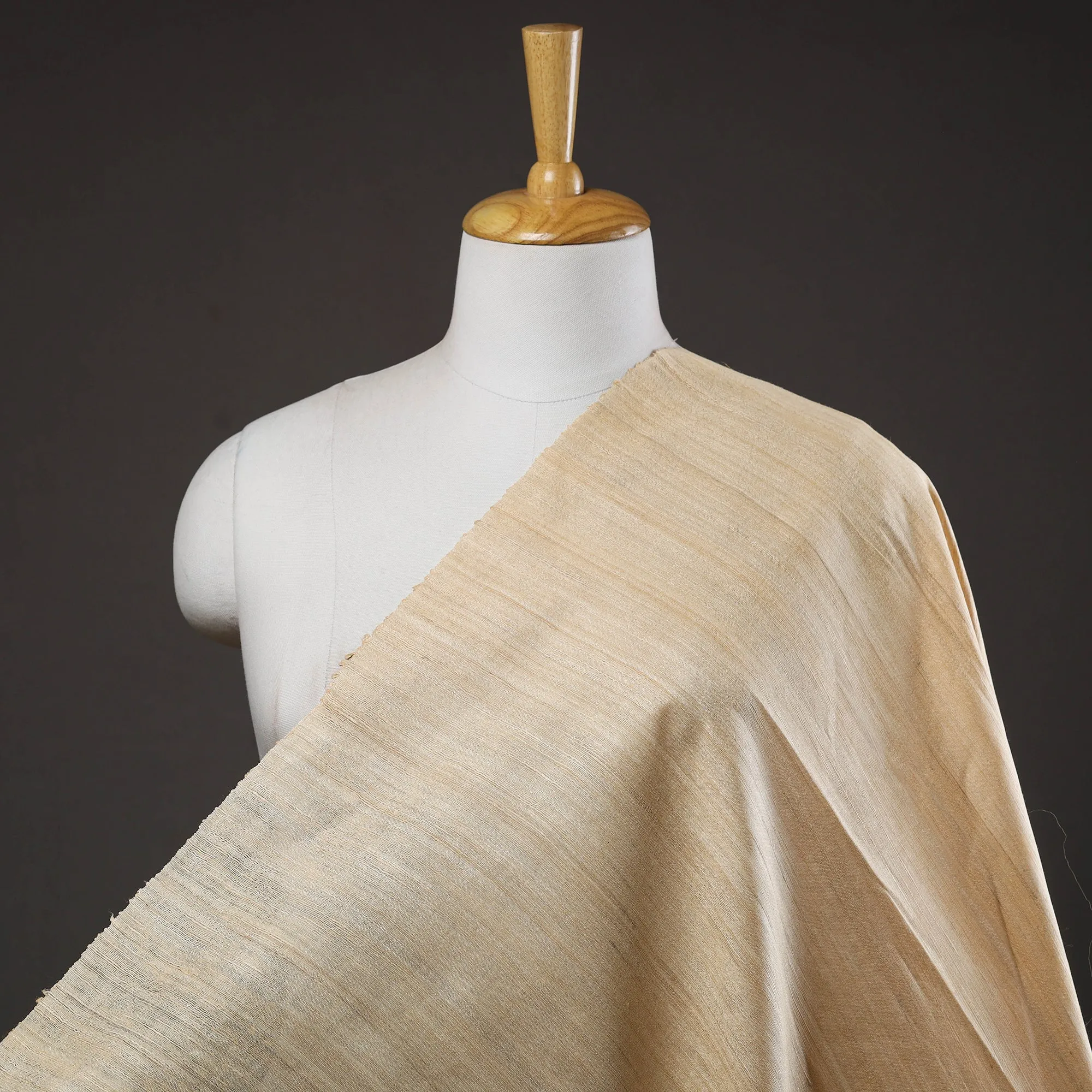 Beige - Bhagalpuri Handwoven Pure Desi Tussar Silk Fabric 03