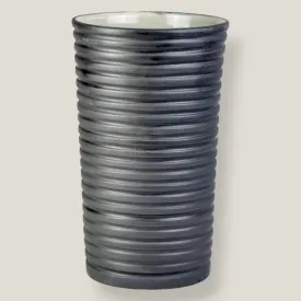 Black Ridged Large Vase