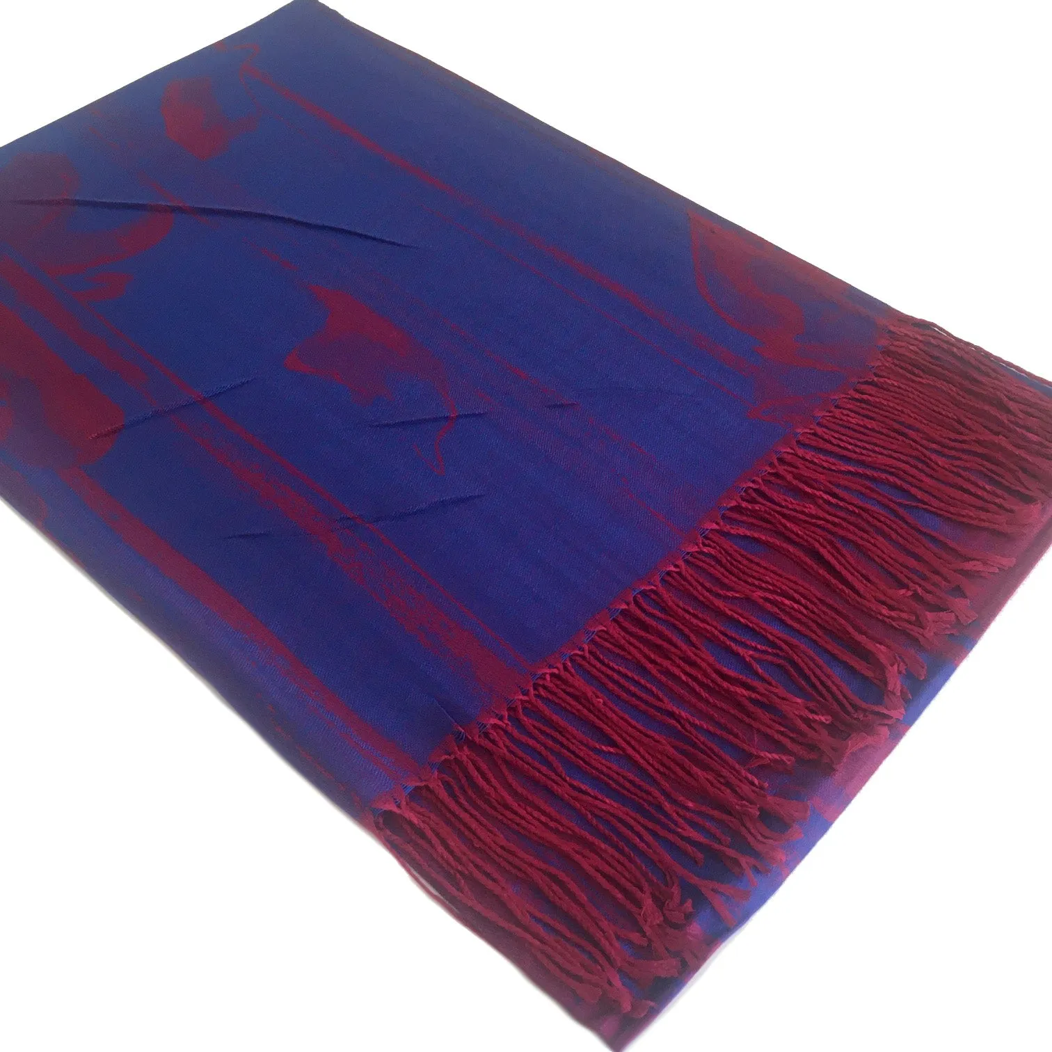 BLUE BERRY REVERSIBLE PASHMINA SHAWL SCARF IN ABSTRACT FLORAL PRINT