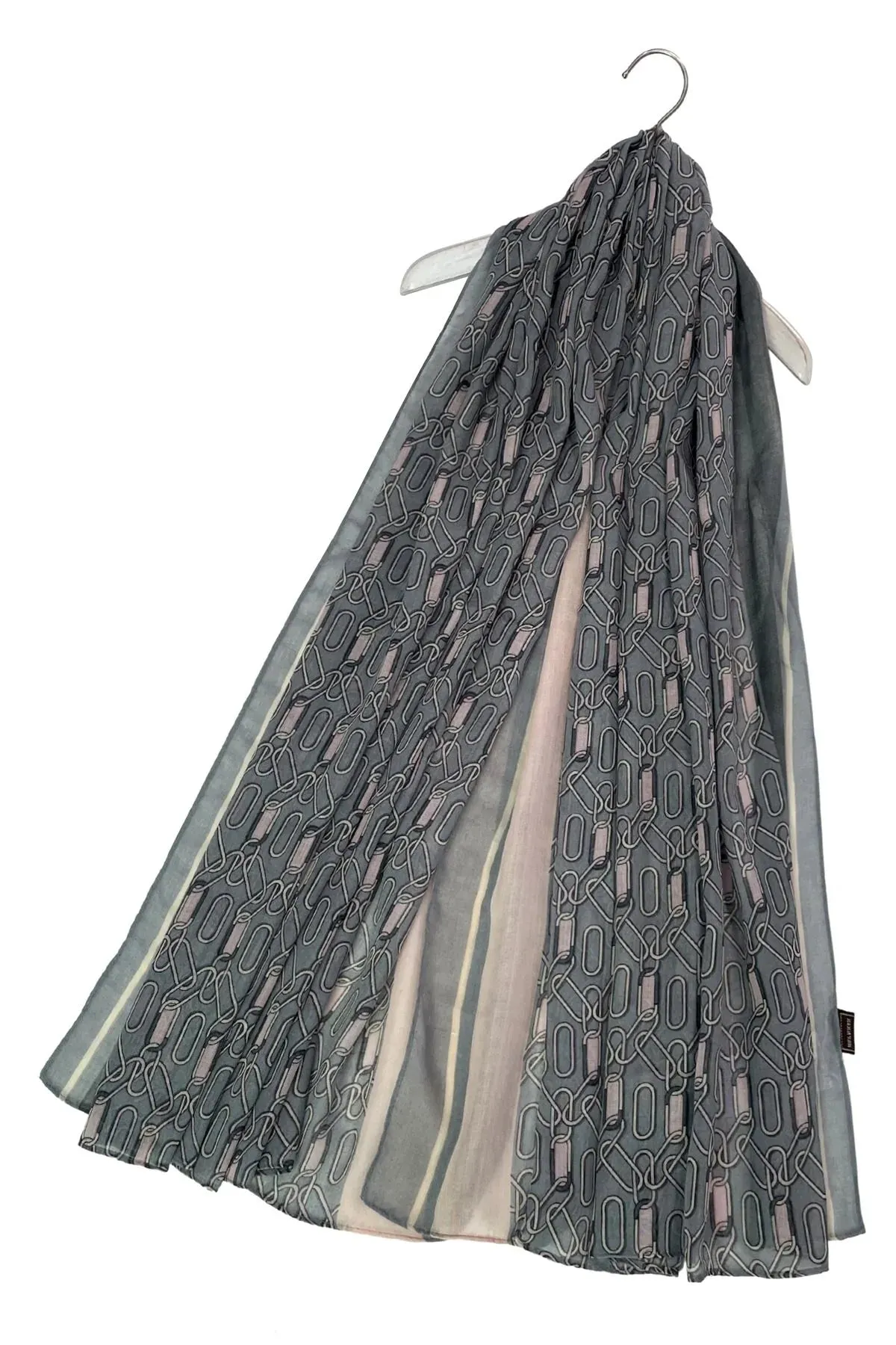 Chain Link Fashion Print Scarf - Grey