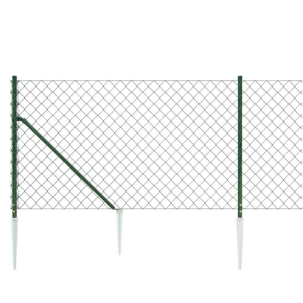 Chain Link Fence with Spike Anchors Green 1x10 m