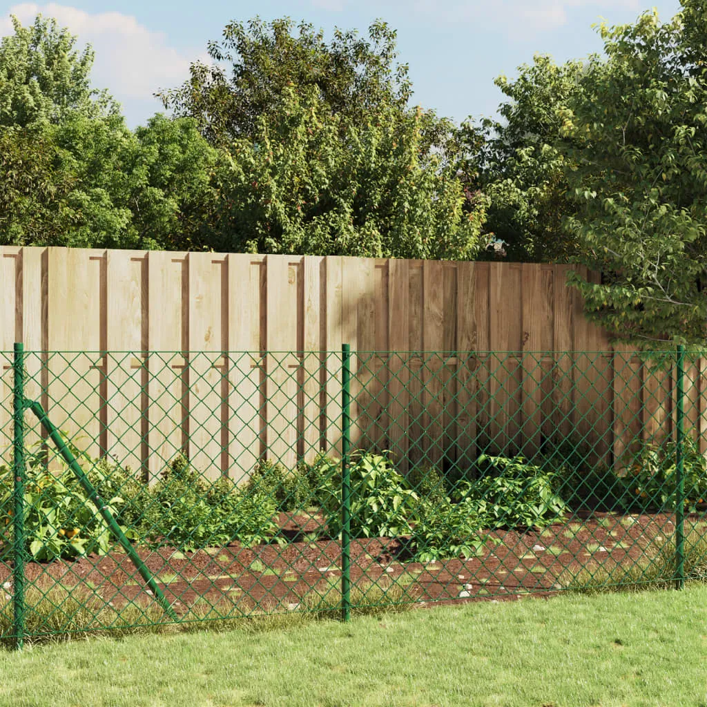 Chain Link Fence with Spike Anchors Green 1x10 m