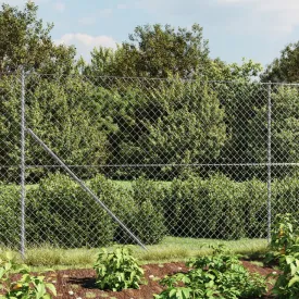 Chain Link Fence with Spike Anchors Silver 1.4x25 m