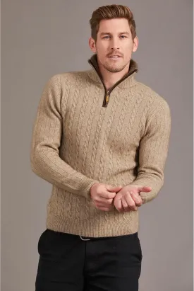 Copy of McDonald - Cable Jersey,  Mocha with Bark Trim