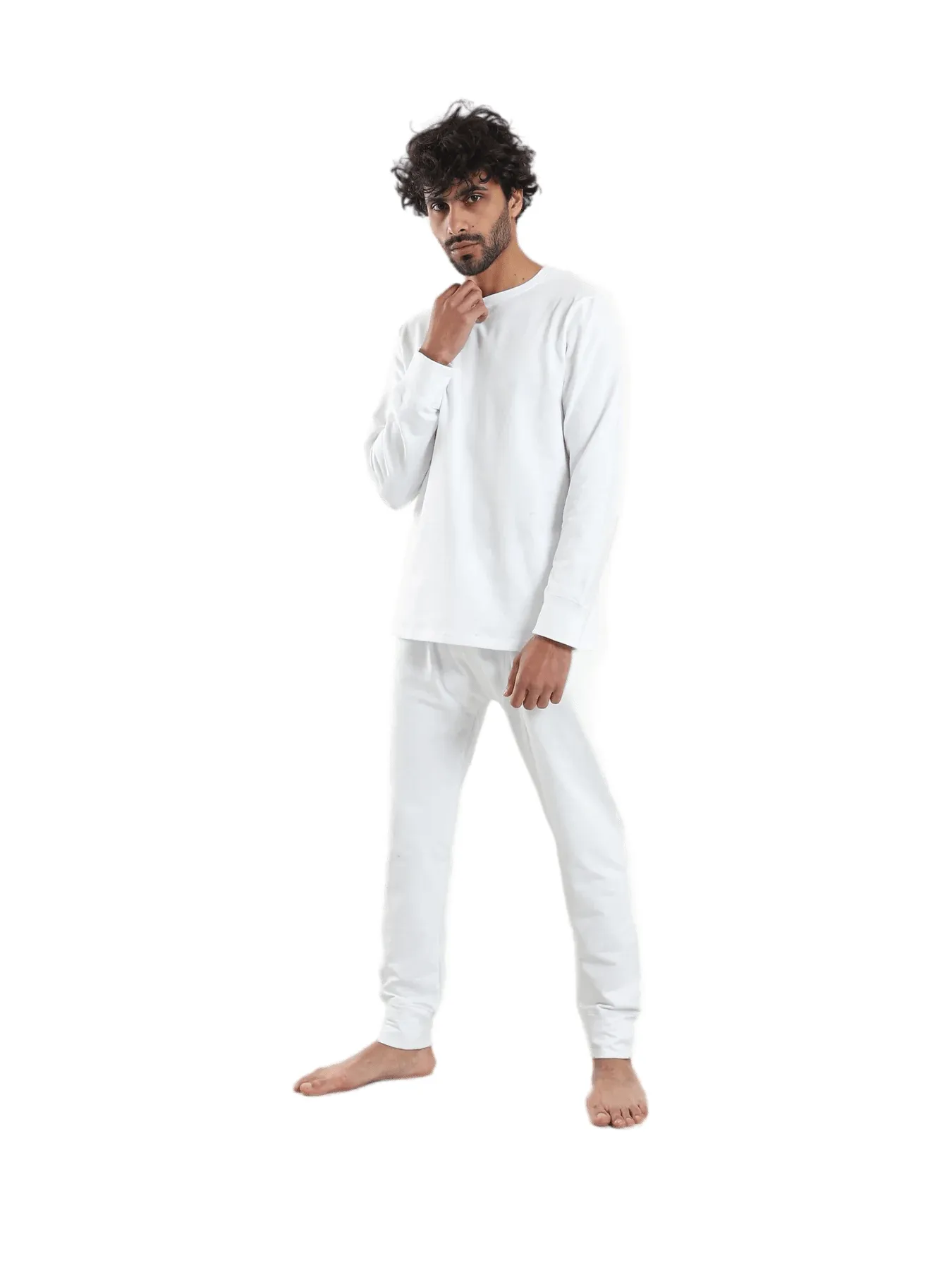 Cozy and Comfortable Thermal Set For Men Padded Inside - White