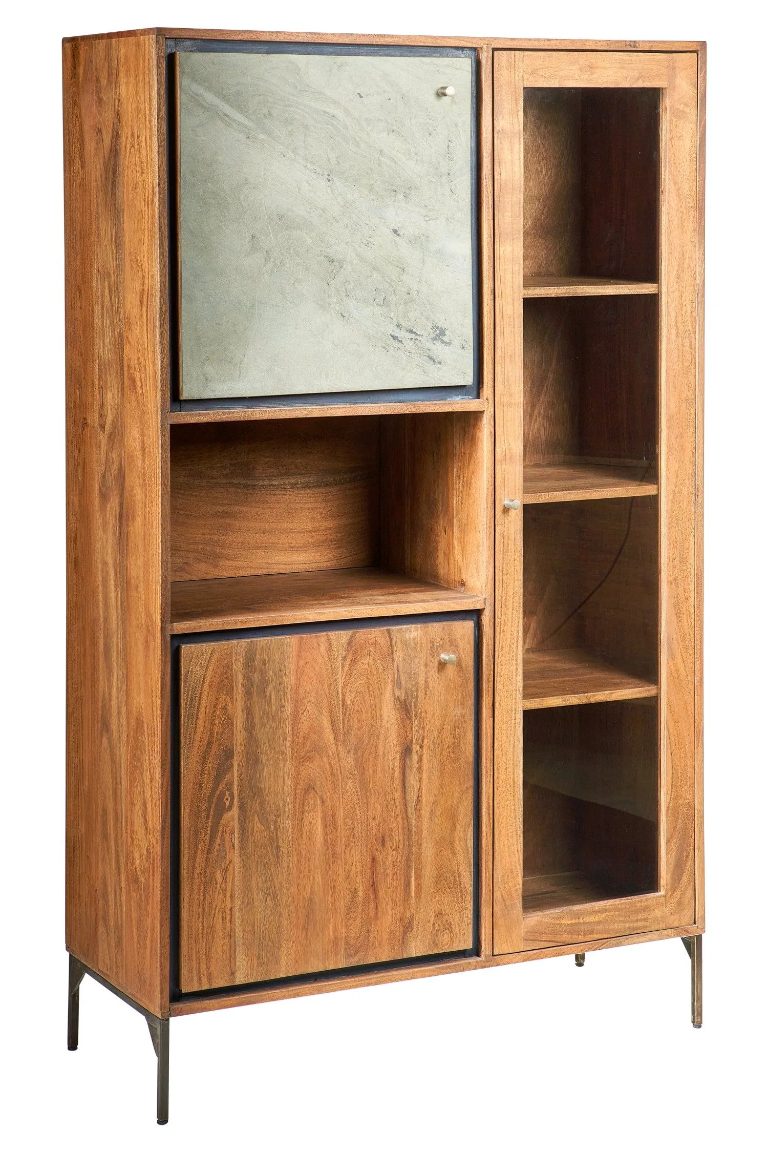 Credenza Dispensa industrial ferro e legno 3 ante Ardesia