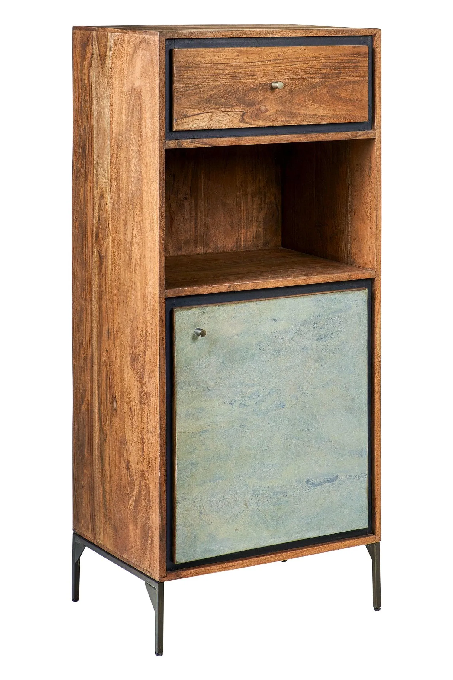 Credenza industrial ferro e legno 1 cassetto 1 anta Ardesia