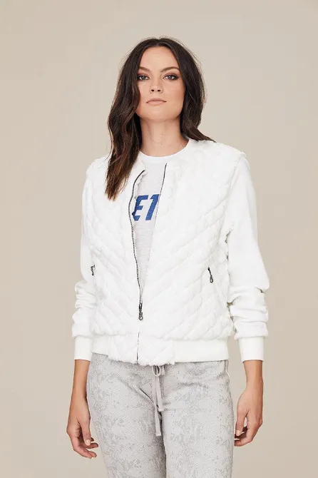 DAVID LERNER - Quilted Bomber Jacket in White