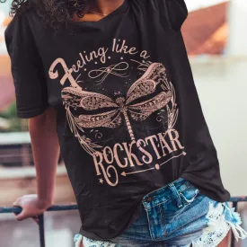 Feelin' Like A Rockstar Unisex Comfort Colors® T-shirt, Men's or Women's Spring T-Shirt in Black or Pepper, Music Festival T-Shirt, Gift for Music Lover