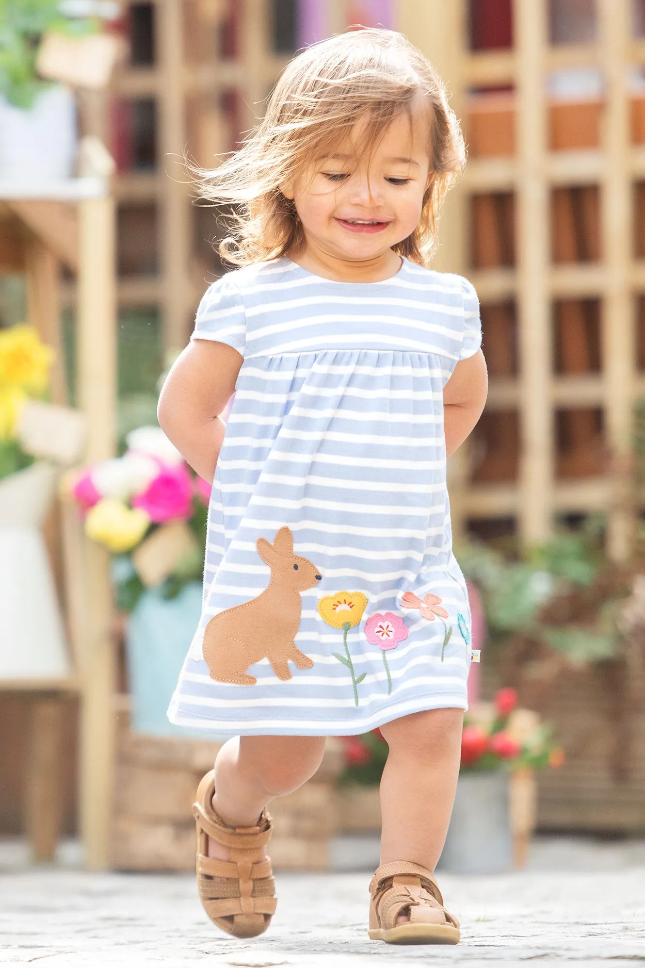 Frugi Little Layla Dress Lavender Breton Rabbit