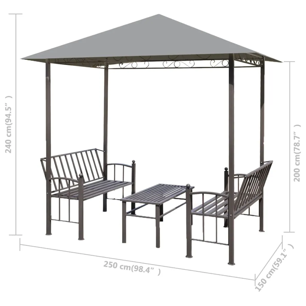 Garden Pavilion with Table and Benches 2.5x1.5x2.4 m Anthracite