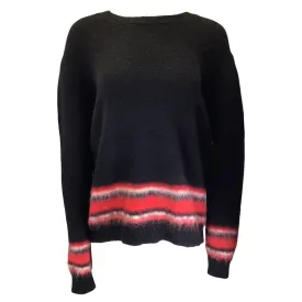 Givenchy Black / Red Long Sleeved Mohair Knit Sweater