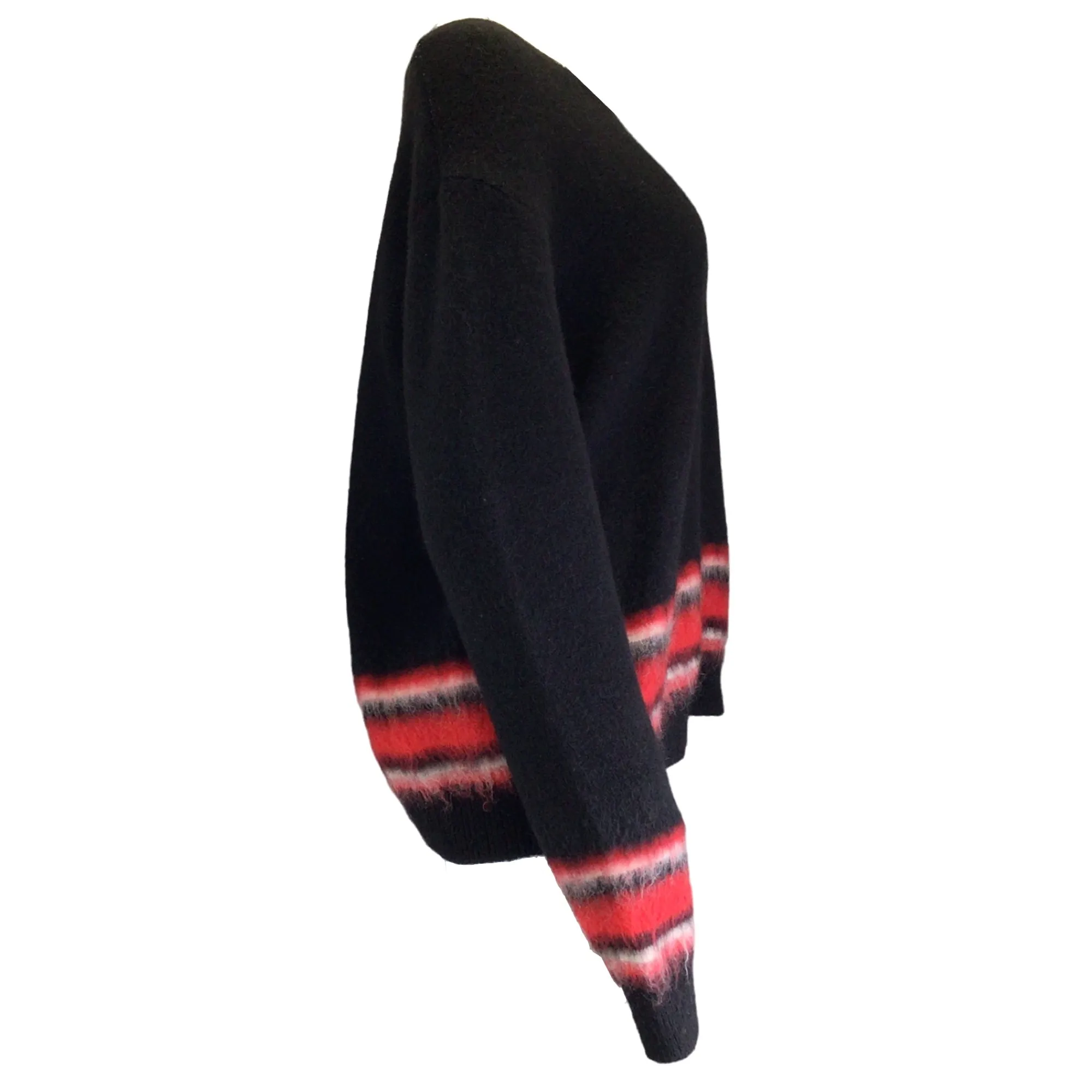 Givenchy Black / Red Long Sleeved Mohair Knit Sweater