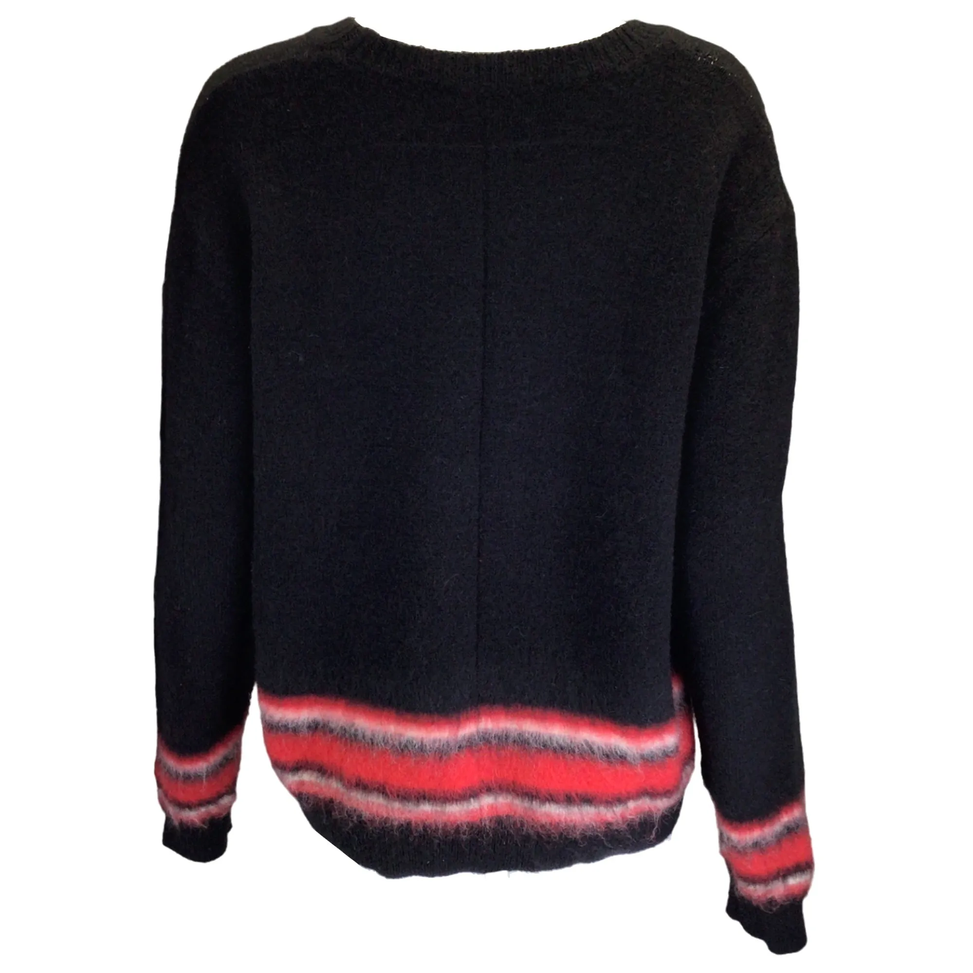 Givenchy Black / Red Long Sleeved Mohair Knit Sweater