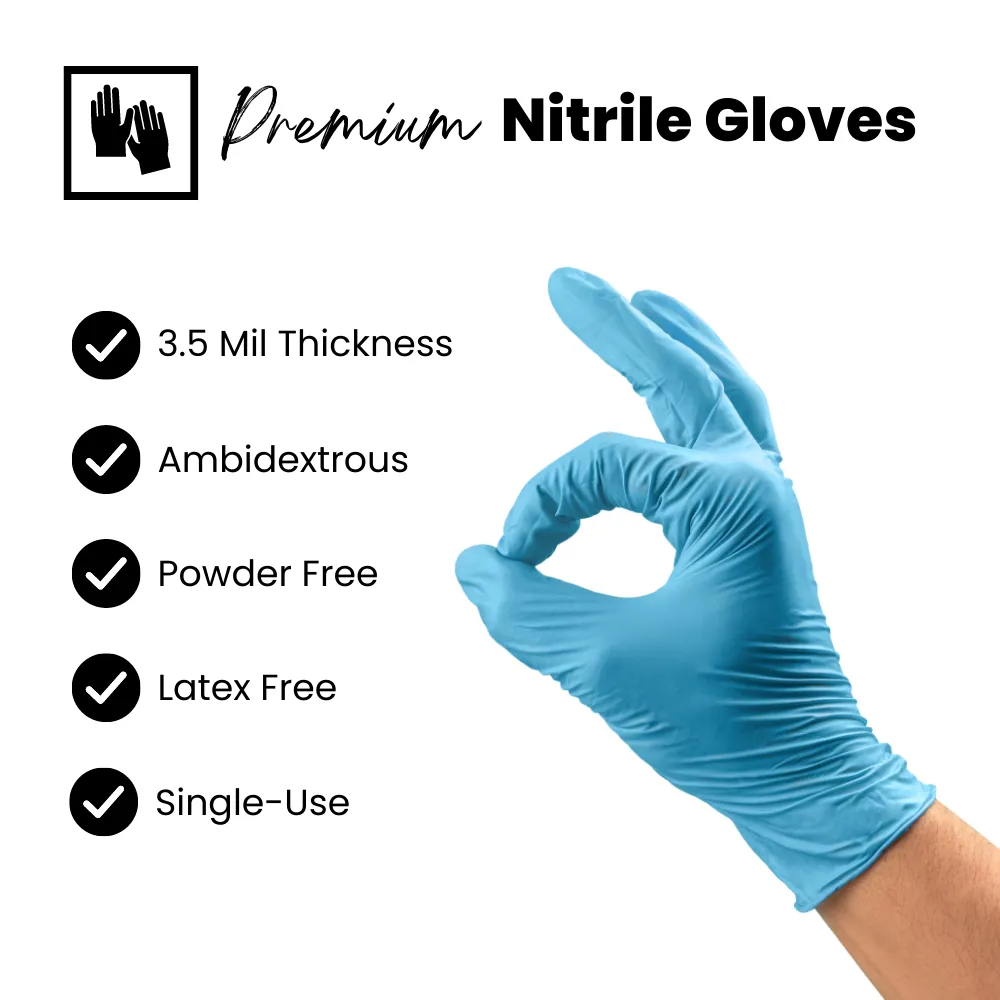 GP Craft Blue Nitrile Disposable Gloves (3.5 mil) - 100% Recyclable - SAMPLE FOLDER