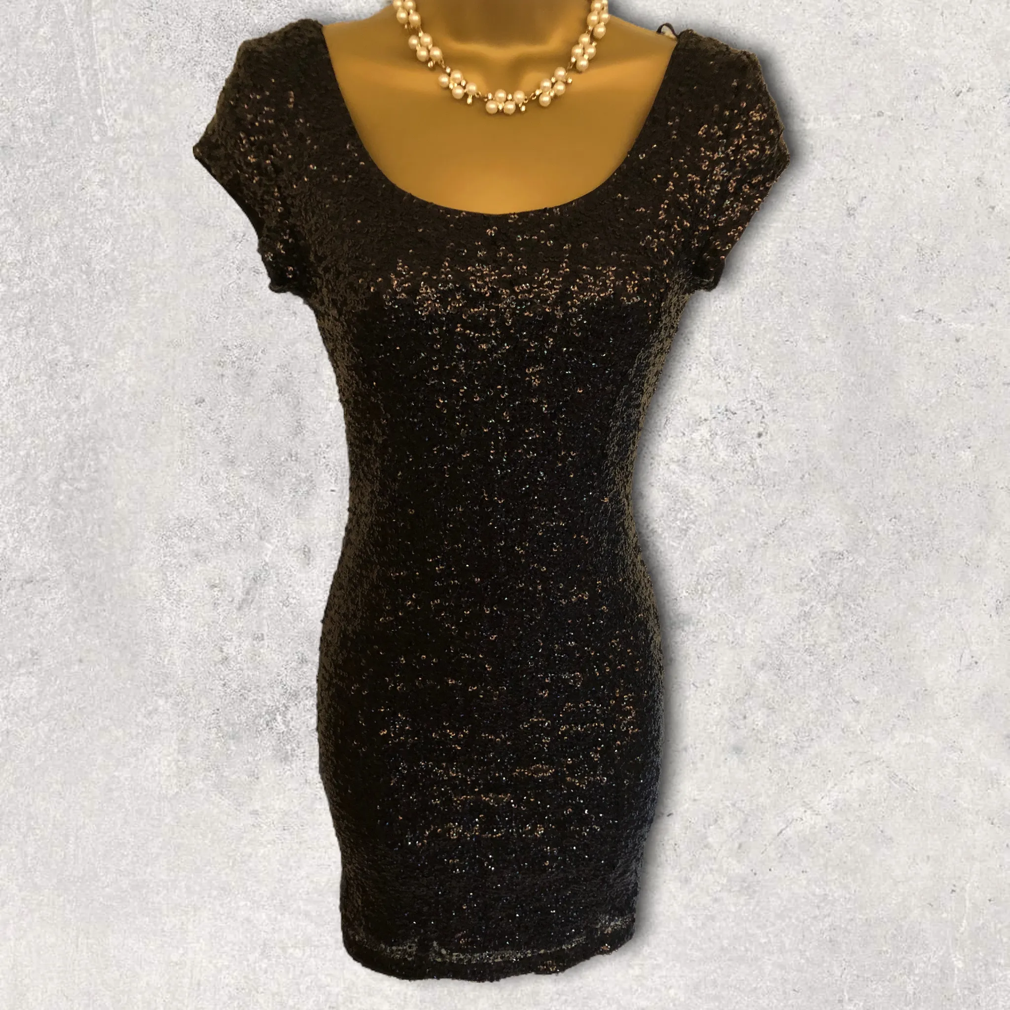 H&M Divided Black Sequin Sleeveless Dress UK 10  US 6  EU 36