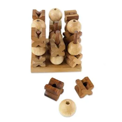 Handmade Wooden Game of 3D Tic Tac Toe