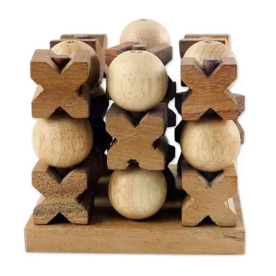 Handmade Wooden Game of 3D Tic Tac Toe