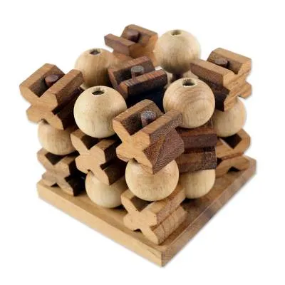 Handmade Wooden Game of 3D Tic Tac Toe