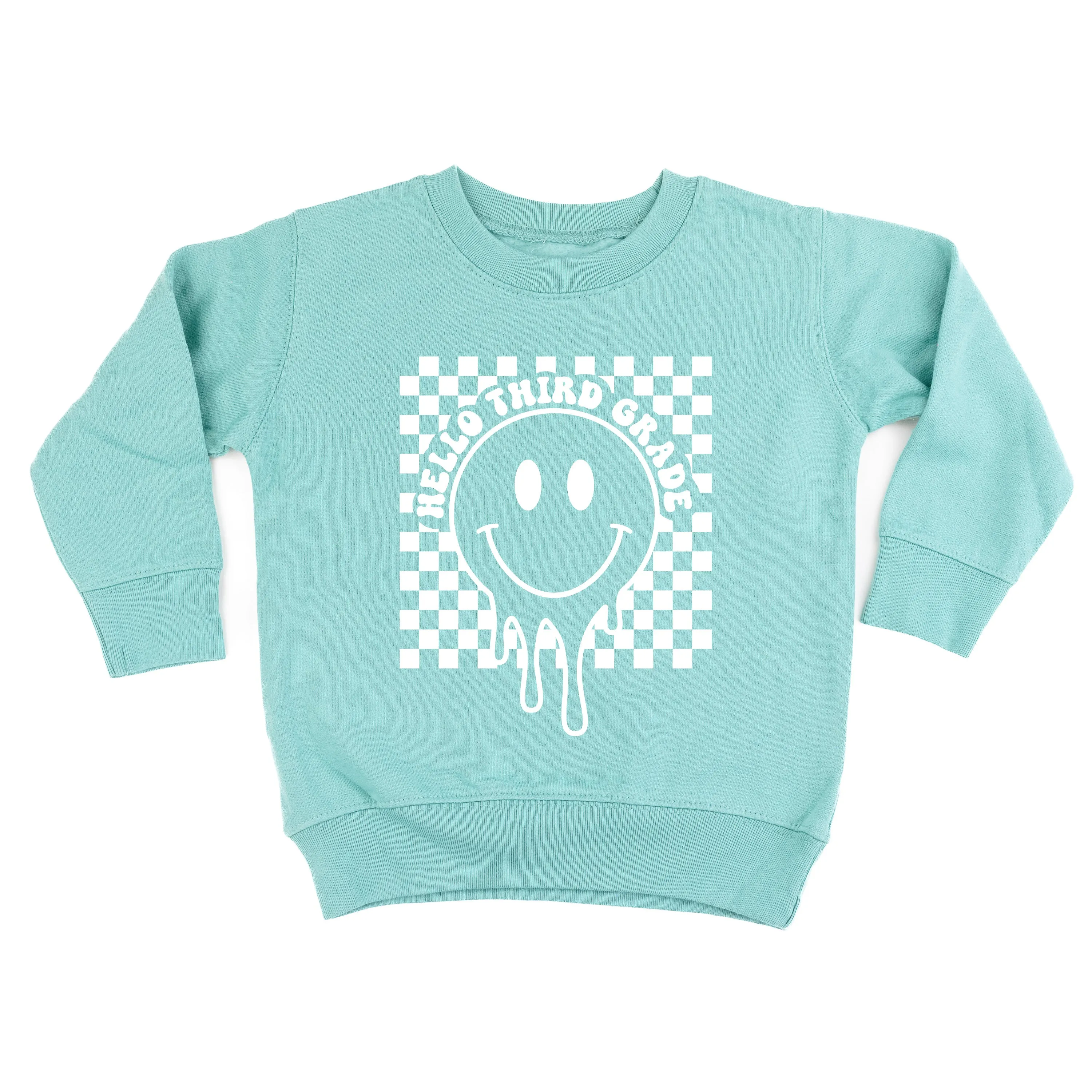 Hello Third Grade - Checker Smiley - Child Sweater