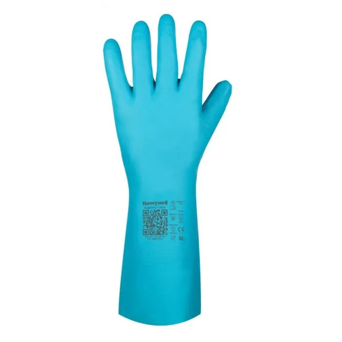 Honeywell Flextril 33-3765E/8M Nitrile Chemical Gloves, 231 Supported, A3/C Cut Resistant, Angel Blue/Green, 8 - Medium, Pack of 12