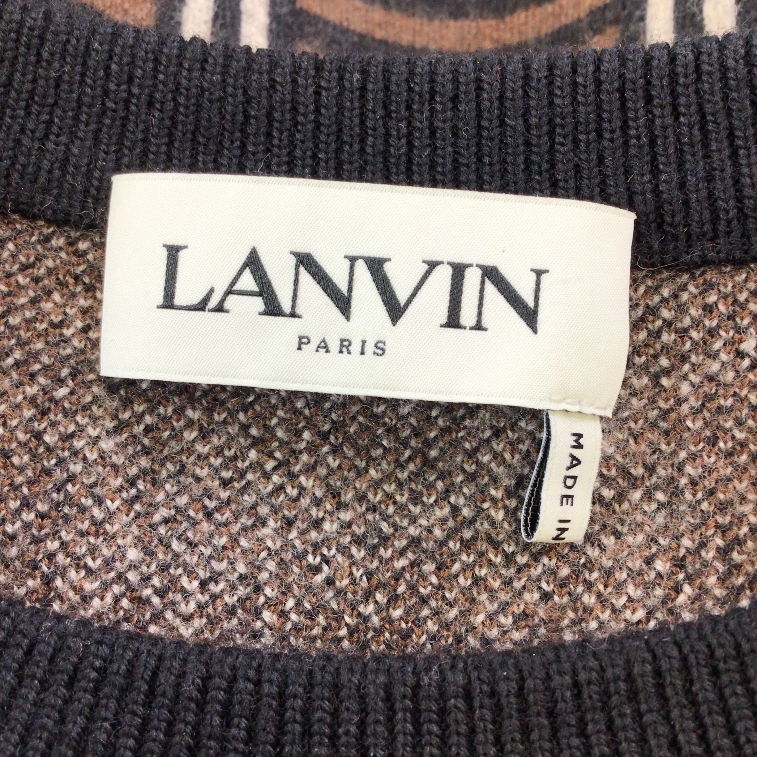 Lanvin Brown / Beige / Black JL Maze Jacquard Wool Knit Sweater