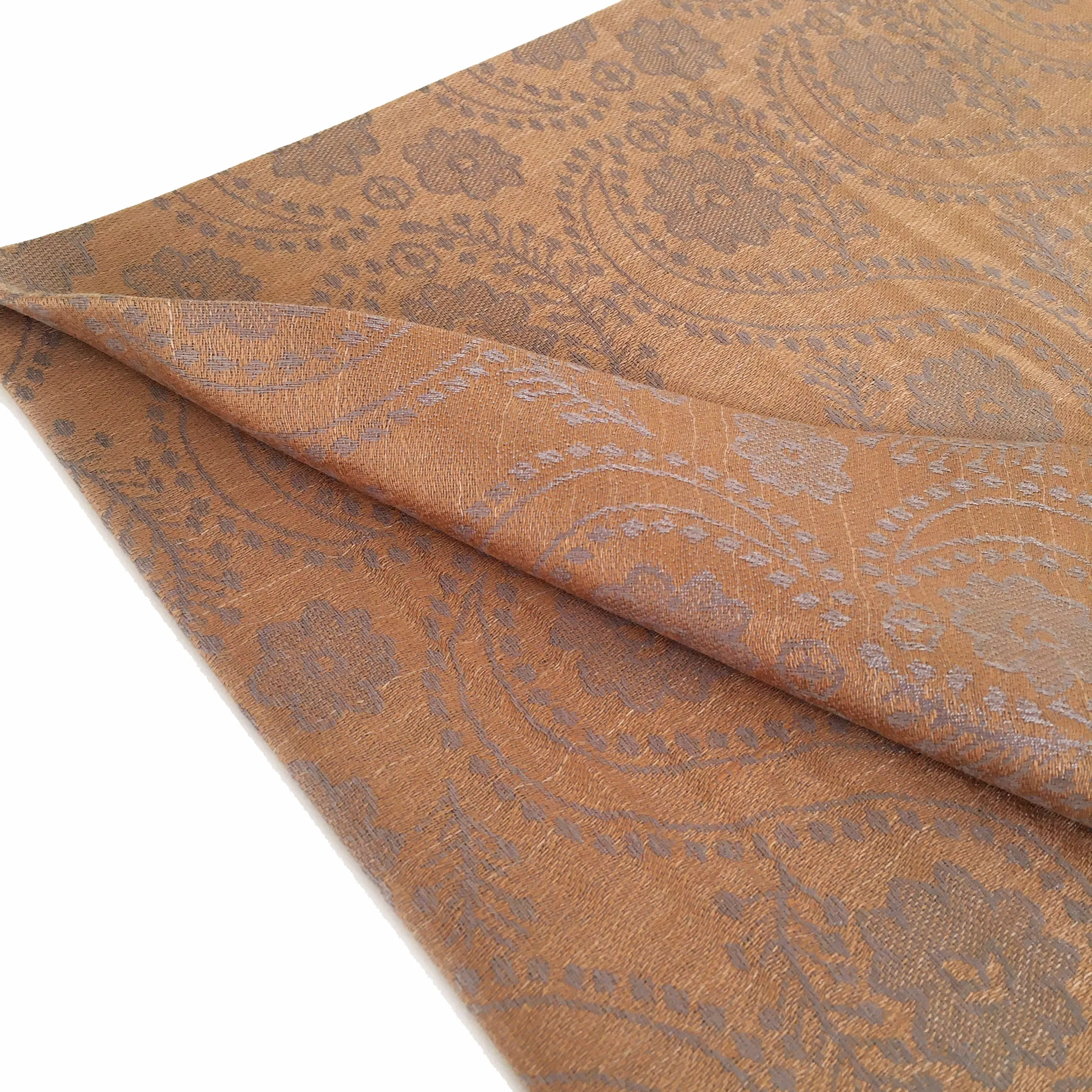 LARGE BRONZE GOLD SWIRL FLORAL PRINT REVERSIBLE PASHMINA SHAWL SCARF