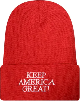 Made in USA Keep America Great Donald Trump Knit Beanie - RED