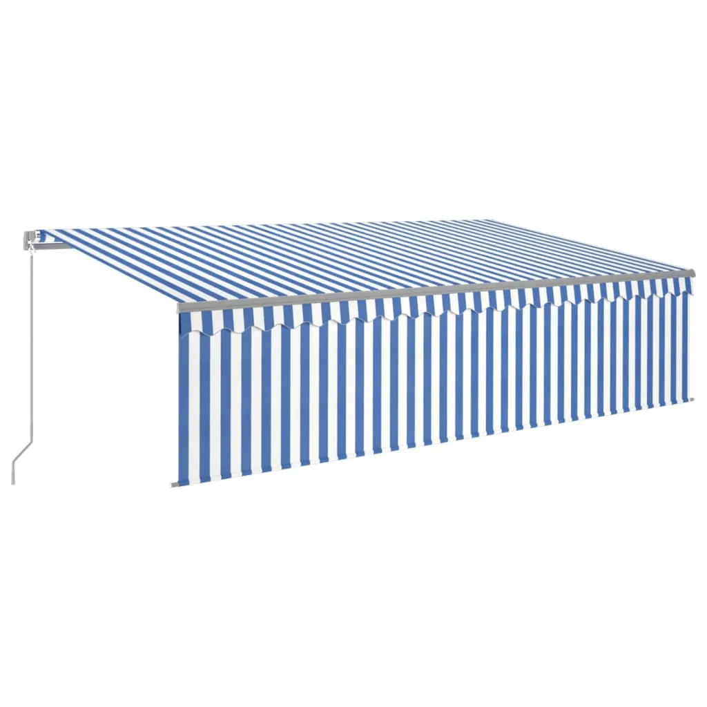 Manual Retractable Awning with Blind 5x3m Blue&White