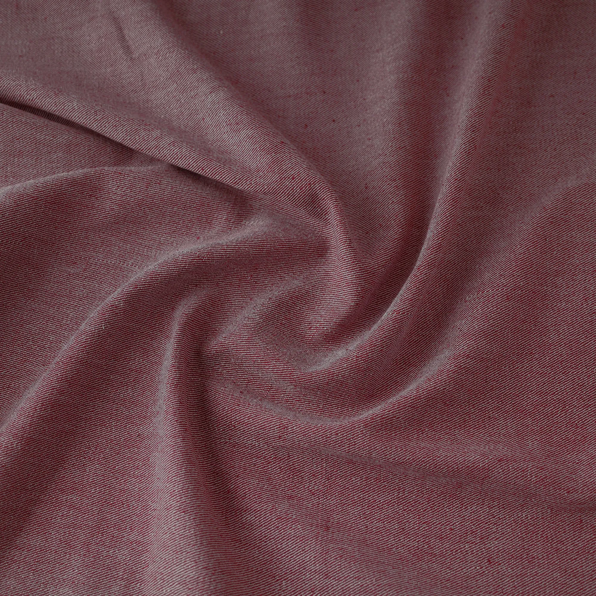 Maroon - 2/40 Twill Cotton Handspun Handloom Natural Dyed Plain Fabric 08