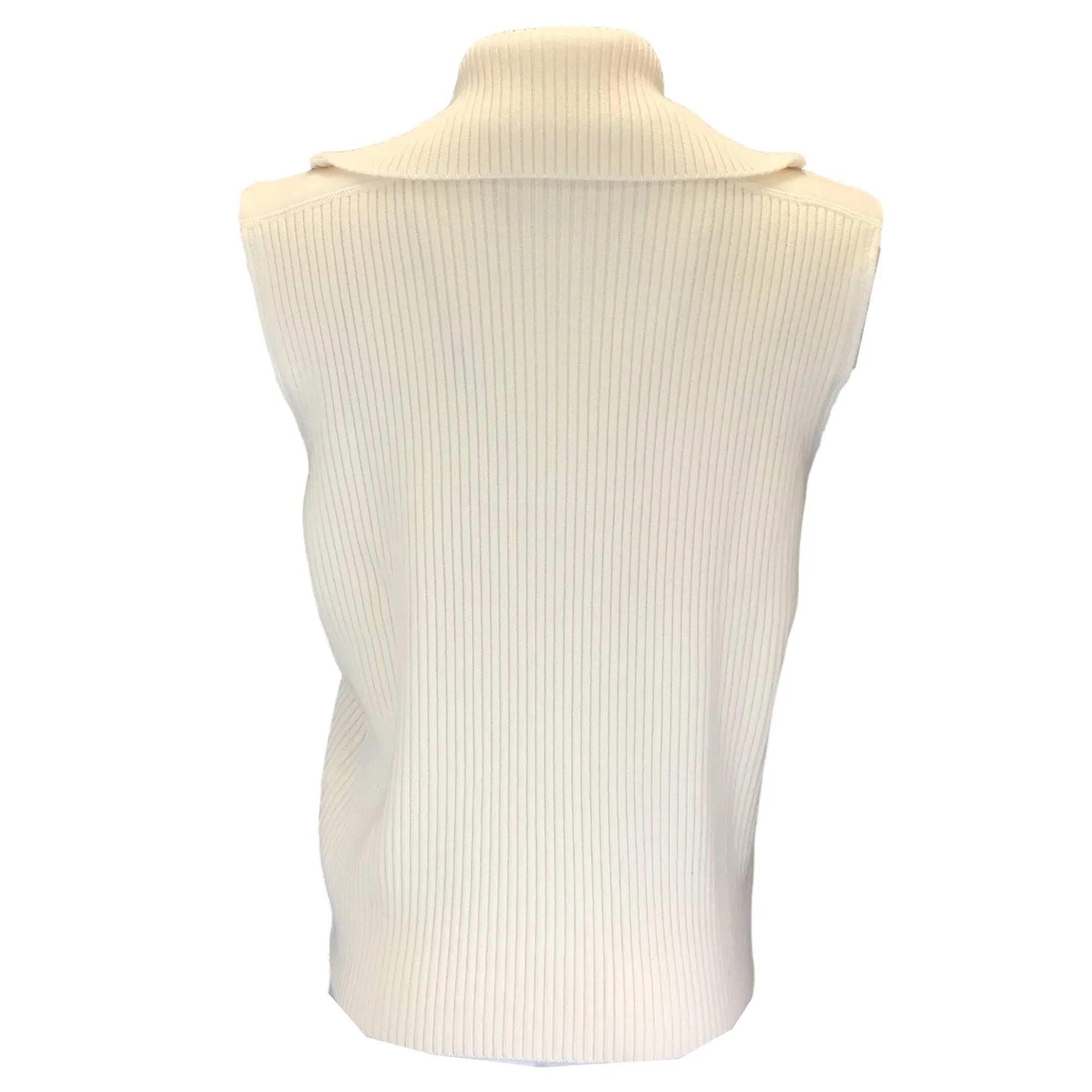 Martine Rose Cream Sleeveless Ribbed Knit Wool Sweater