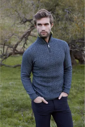 Merino Wool and Possum Fur Cable Jersey with Lime Trim from McDonald