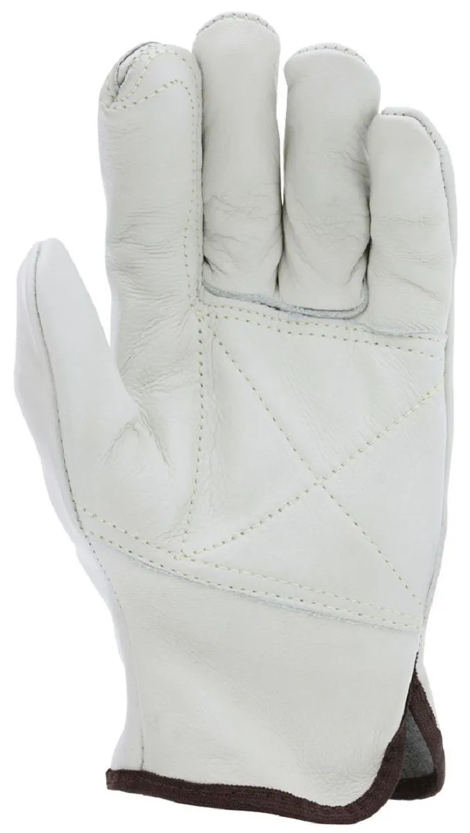 MCR Safety 32113DPL Double Palm With Wing Thumb, Leather Drivers Work Gloves, Beige, Large, 1 Dozen